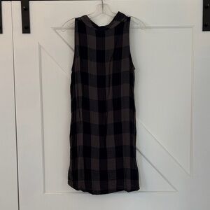 Cloth & Stone Navy and Gray Plaid Shift Dress